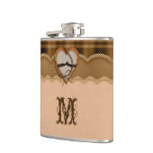 Mit Monogramm Lasche für Leder und Herz Flachmann (Links)