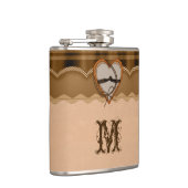 Mit Monogramm Lasche für Leder und Herz Flachmann (Rechts)