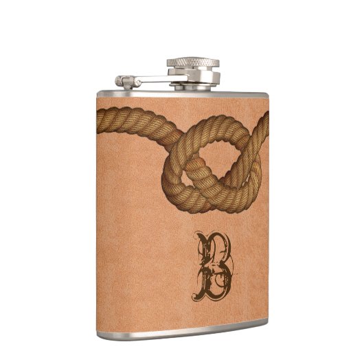 Mit Monogramm Lasche für Leder und Rope Flachmann (Rechts)