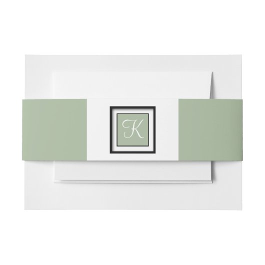 Mit Monogramm Laurel Green Einladungsbanderole (Vorderseite Beispiel)