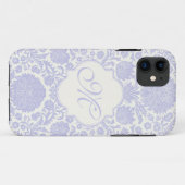 Mit Monogramm Lavendel-Blumendamast Case-Mate iPhone Hülle (Rückseite (Horizontal))