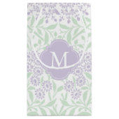 Mit Monogramm Lavendel-Minzen-Blumendamast-Muster Kleine Geschenktüte (Rückseite)