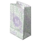Mit Monogramm Lavendel-Minzen-Blumendamast-Muster Kleine Geschenktüte (Vorderseite Schrägansicht)