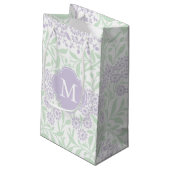 Mit Monogramm Lavendel-Minzen-Blumendamast-Muster Kleine Geschenktüte (Rückseite Schrägansicht)
