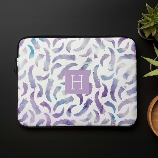 Mit Monogramm Lavendel- und Blautöne Laptopschutzhülle