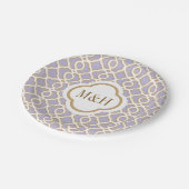 Mit Monogramm Lavendel-und Goldmarokkanische Pappteller (Schrägansicht)