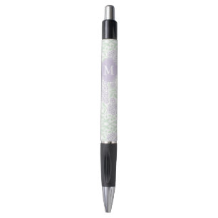 Mit Monogramm Lavendel und grüner BlumenDamast Kugelschreiber