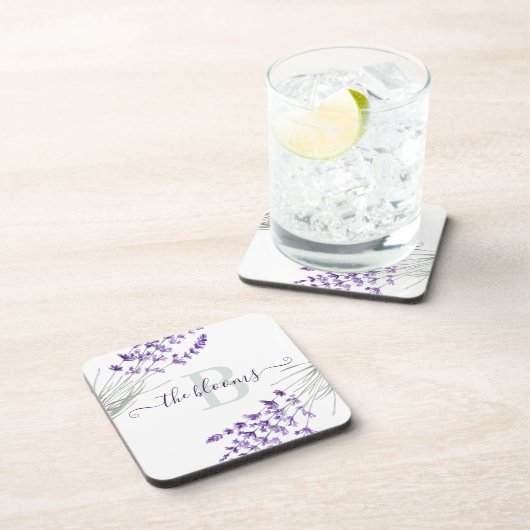 Mit Monogramm Lavendel-Untersetzer Getränkeuntersetzer (Rechte Seite)