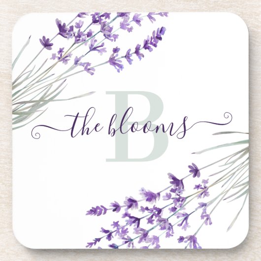 Mit Monogramm Lavendel-Untersetzer Getränkeuntersetzer (Vorderseite)