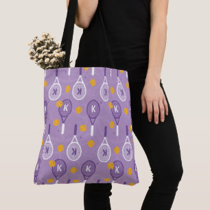 😍 mit monogramm Lavendel & weißen Tennisschlä Tasche