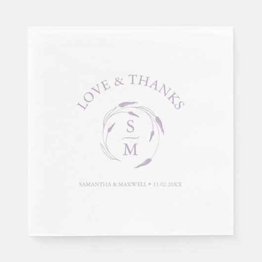 Mit Monogramm Lavender Wedding Napkins Serviette (Vorderseite)