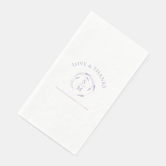 Mit Monogramm Lavender Wedding Napkins Serviette (Ecke)