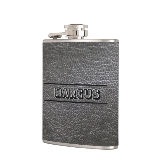 Mit Monogramm Leder Flachmann (Links)