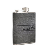 Mit Monogramm Leder Flachmann (Rechts)