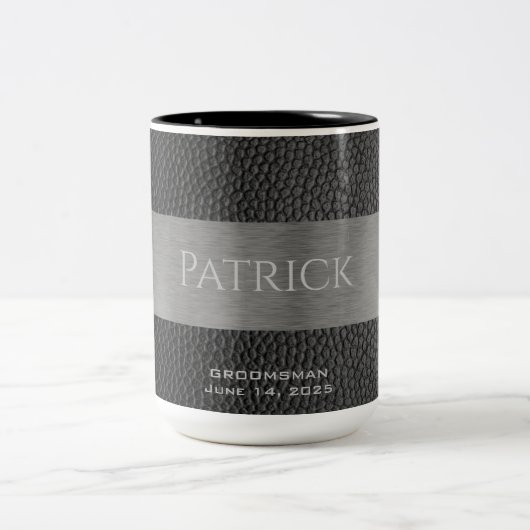 Mit Monogramm Leder- und Metallbearbeitung Zweifarbige Tasse (Mittel)