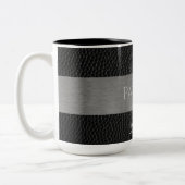 Mit Monogramm Leder- und Metallbearbeitung Zweifarbige Tasse (Links)