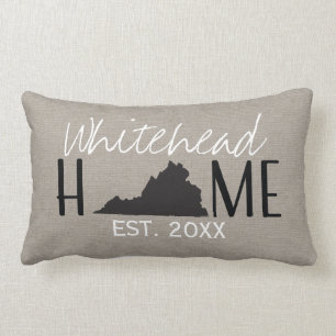 Mit Monogramm Leinwand-Zuhause-Staat Virginia Lendenkissen