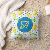Mit Monogramm Lemon Tree Royal Blue Wohngestaltung Kissen (Decke)
