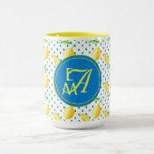 Mit Monogramm Lemon Tree Royal Blue Wohngestaltung Tasse (Zentrum)