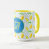 Mit Monogramm Lemon Tree Royal Blue Wohngestaltung Tasse (VorderseiteRechts)