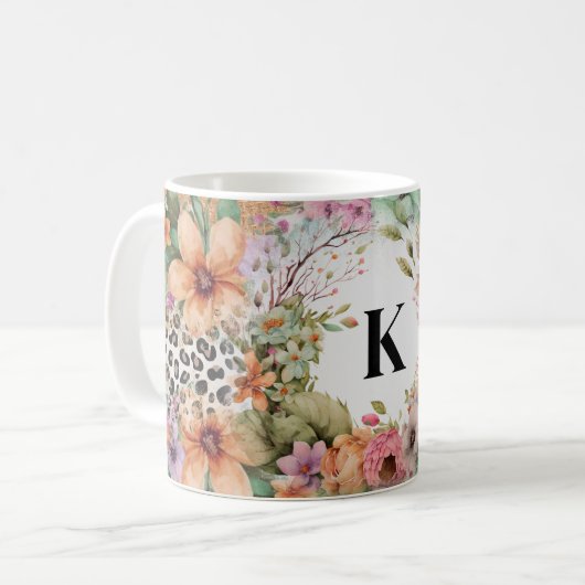 Mit Monogramm Leopard Kaffeetasse (Vorderseite Links)