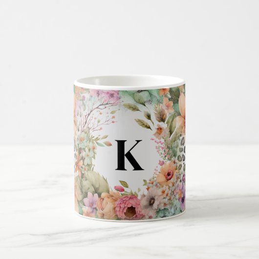 Mit Monogramm Leopard Kaffeetasse (Mittel)