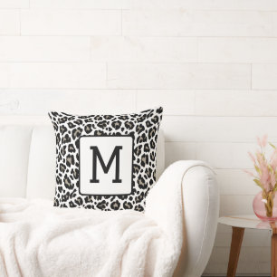 Mit Monogramm Leopard Schwarzweiß Kissen