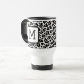 Mit Monogramm Leopard Schwarzweiß Reisebecher (Vorderseite Links)