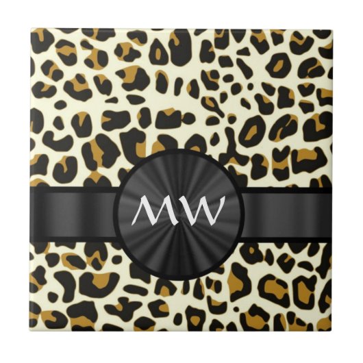 Mit Monogramm Leoparddruck Fliese (Vorderseite)