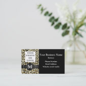 Mit Monogramm Leoparddruckmuster Visitenkarte (Stehend Vorderseite)