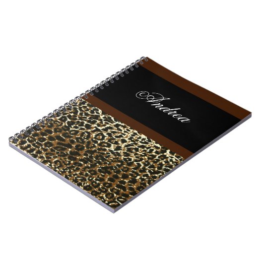 Mit Monogramm Leoparddrucknotizbuch Notizblock (Linke Seite)