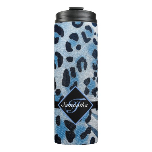 Mit Monogramm Leopardrucke Thermosbecher (Vorderseite)