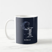 Mit Monogramm Letter I Boho Crescent Moon Mandala Kaffeetasse (Links)