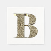 Mit Monogramm Letter Initial B Gold Glitzern Elega Serviette (Vorderseite)