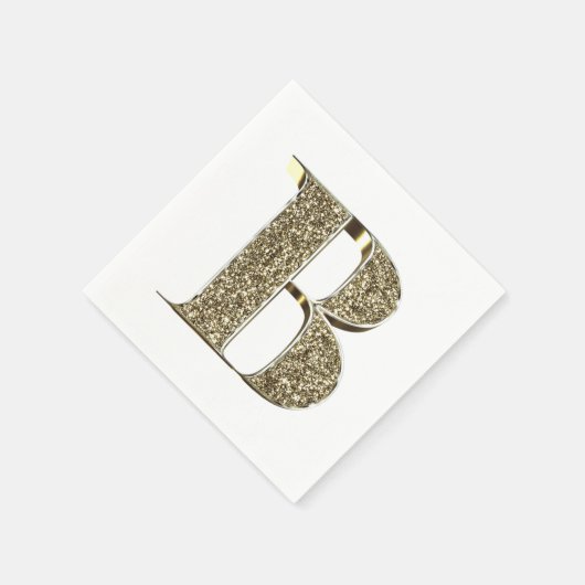Mit Monogramm Letter Initial B Gold Glitzern Elega Serviette (Ecke)