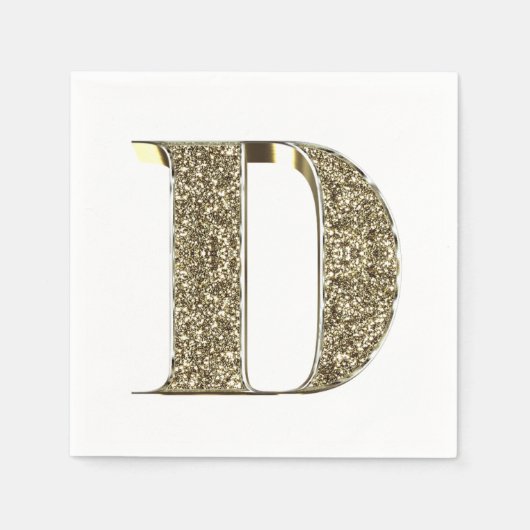 Mit Monogramm Letter Initial D Gold Glitzern Elega Serviette (Vorderseite)