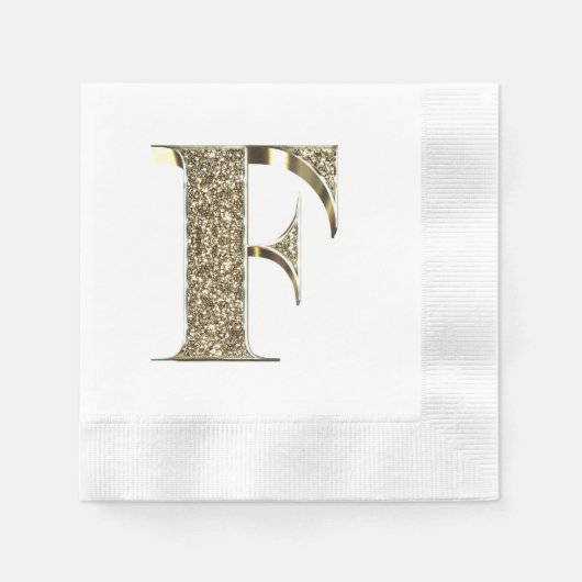 Mit Monogramm Letter Initial F Gold Glitzern Elega Serviette (Vorderseite)