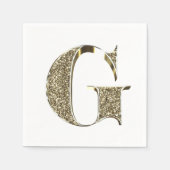 Mit Monogramm Letter Initial G Gold Glitzern Elega Serviette (Vorderseite)