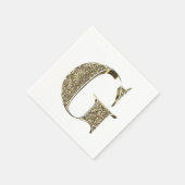 Mit Monogramm Letter Initial G Gold Glitzern Elega Serviette (Ecke)