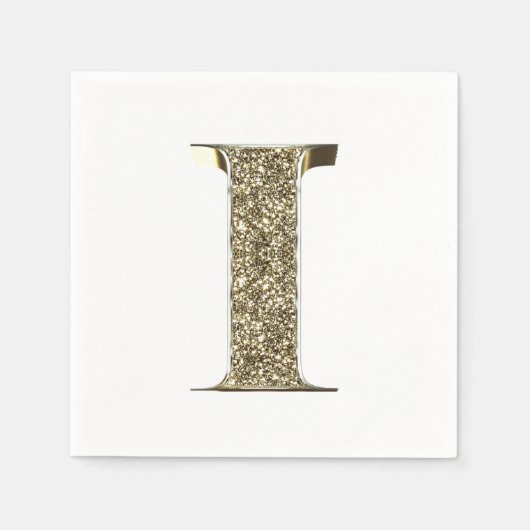 Mit Monogramm Letter Initial I Gold Glitzern Elega Serviette (Vorderseite)
