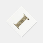 Mit Monogramm Letter Initial I Gold Glitzern Elega Serviette (Ecke)