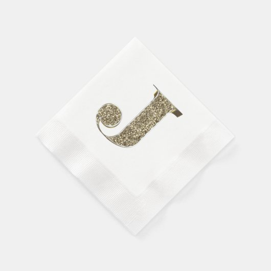 Mit Monogramm Letter Initial J Gold Glitzern Elega Serviette (Ecke)