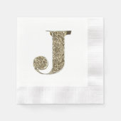 Mit Monogramm Letter Initial J Gold Glitzern Elega Serviette (Vorderseite)