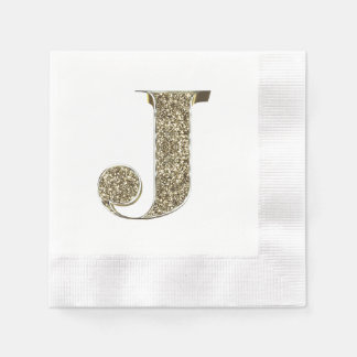 Mit Monogramm Letter Initial J Gold Glitzern Elega Serviette
