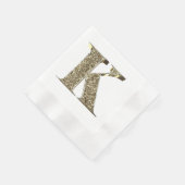 Mit Monogramm Letter Initial K Gold Glitzern Elega Serviette (Ecke)