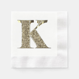 Mit Monogramm Letter Initial K Gold Glitzern Elega Serviette