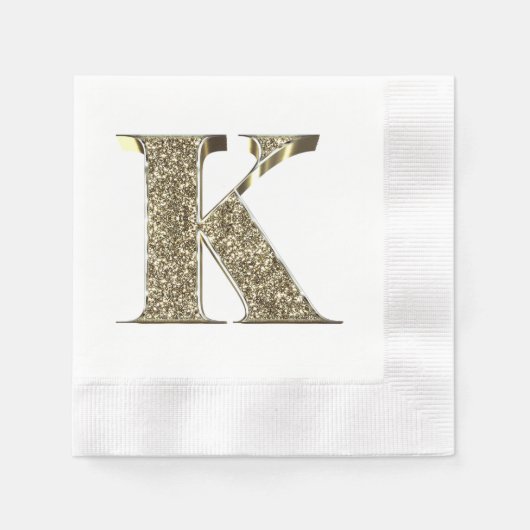 Mit Monogramm Letter Initial K Gold Glitzern Elega Serviette (Vorderseite)