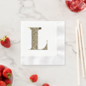Mit Monogramm Letter Initial L Gold Glitzern Elega Serviette (Beispiel)