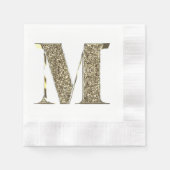 Mit Monogramm Letter Initial M Gold Glitzern Elega Serviette (Vorderseite)