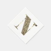 Mit Monogramm Letter Initial N Gold Glitzern Elega Serviette (Ecke)